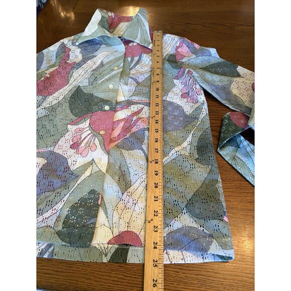 Vintage Separate Thoughts Nardis Open Weave Floral Stained Glass Blouse Sz Med - Picture 2 of 4